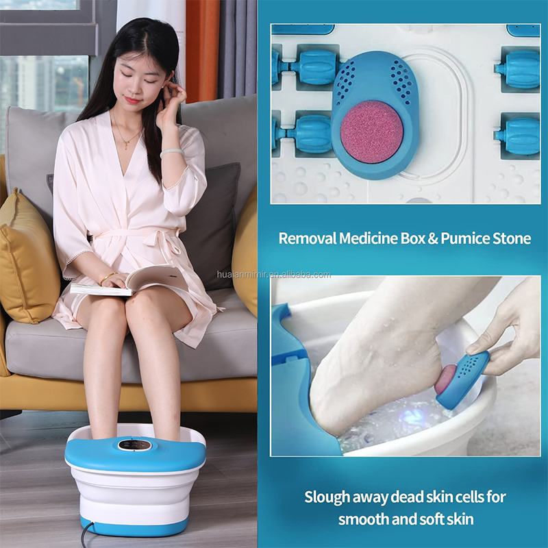 Máy spa chân gập MZD-02F với 16 con lăn massage và hộp thuốc